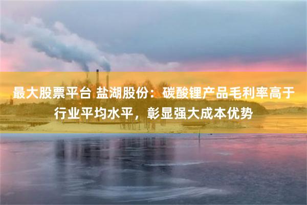 最大股票平台 盐湖股份：碳酸锂产品毛利率高于行业平均水平，彰显强大成本优势
