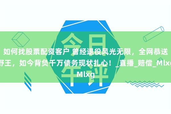 如何找股票配资客户 曾经退役风光无限，全网恭送野王，如今背负千万债务现状扎心！_直播_赔偿_Mlxg
