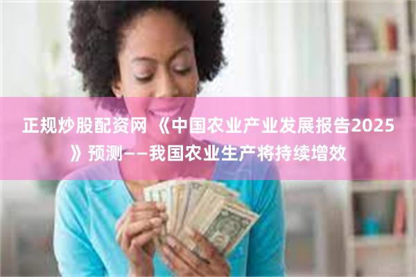 正规炒股配资网 《中国农业产业发展报告2025》预测——我国农业生产将持续增效