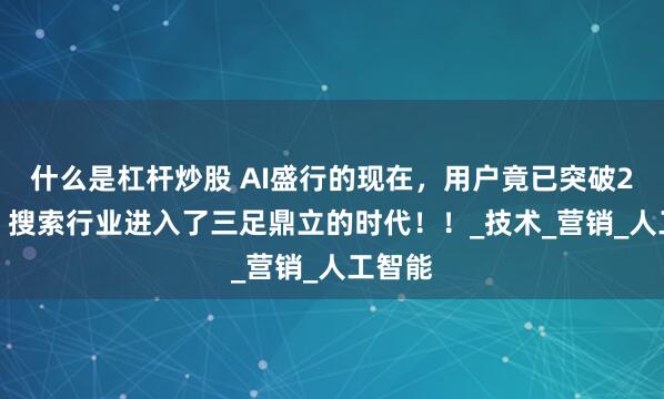 什么是杠杆炒股 AI盛行的现在，用户竟已突破2.5亿，搜索行业进入了三足鼎立的时代！！_技术_营销_人工智能